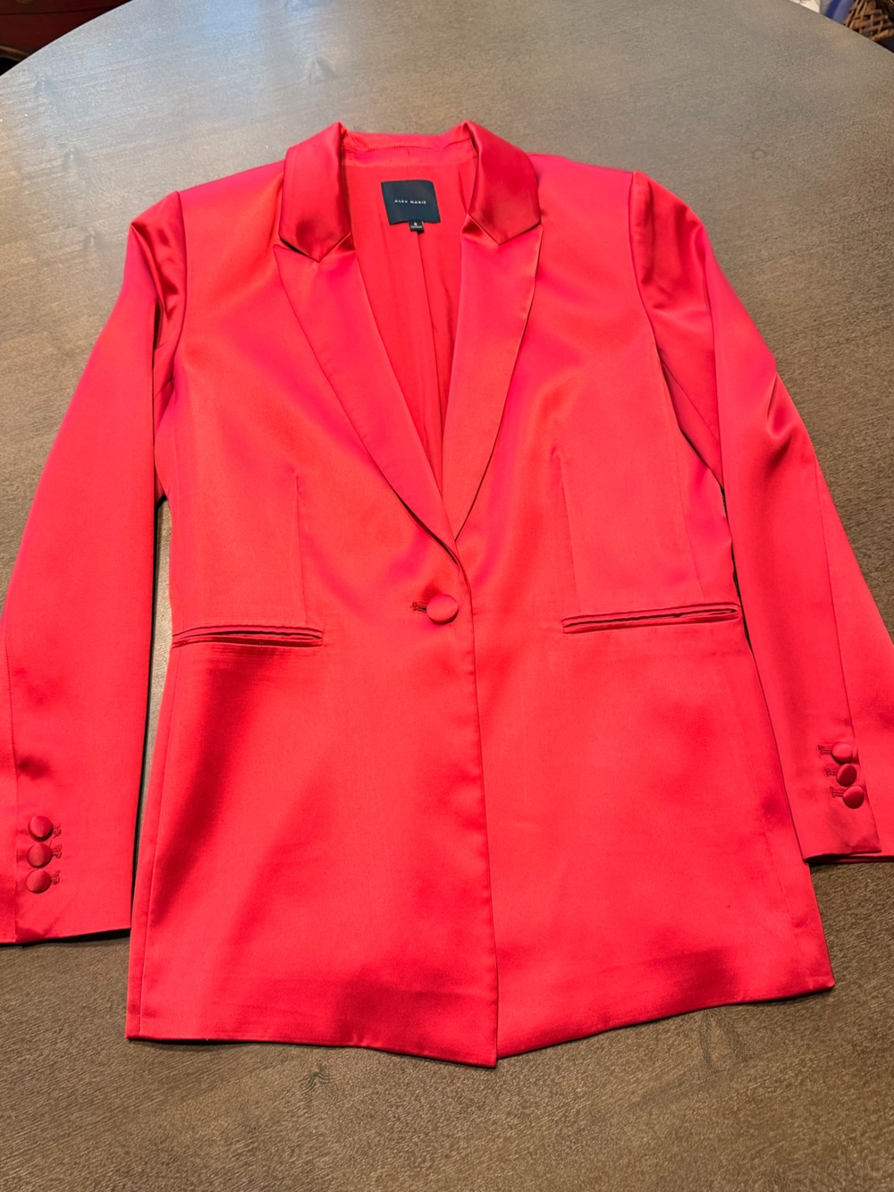 Alex Marie Red Satin Single Button Blazer Size 6